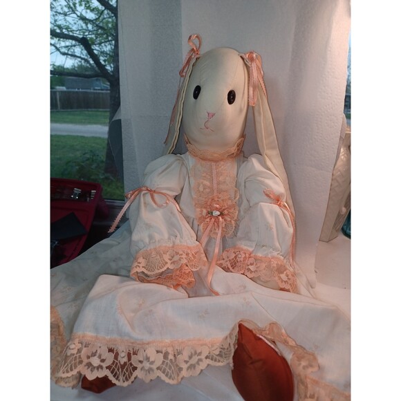 24' HandMade Beautiful Cloth Bunny Rabbit in lace dress pantaloons & shoes ! - Picture 5 of 13